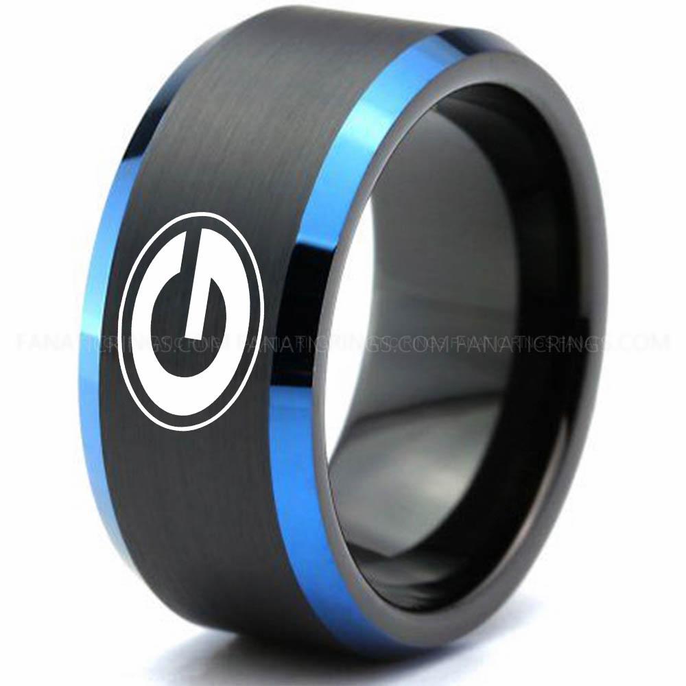 G Black Blue Packers Ring, Packers Wedding Band, Packers Wedding Ring, Packers Jewelry - Image 1