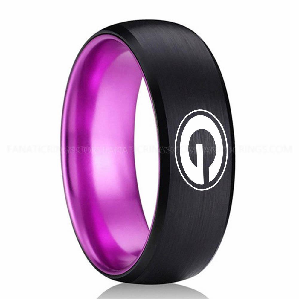 G Black Purple Packers Ring, Packers Wedding Band, Packers Wedding Ring, Packers Jewelry - Image 1