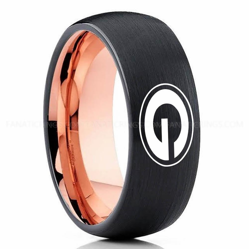 G Pink Black Packers Ring, Black Packers Ring, Football Wedding Ring, Football Ring, Black Wedding Ring, Football Wedding Band, Football Jewelry - Image 1