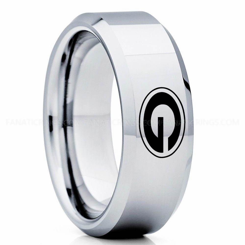 G Silver Packers Ring, Silver Packers Ring, Football Wedding Ring, Football Ring, Silver Wedding Ring, Football Wedding Band, Football Jewelry - Image 1