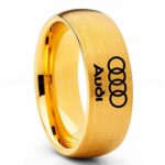 Audi Ring, Gold Audi Ring, Gold Tungsten Ring, Gold Wedding Ring, Gold Tungsten Wedding Ring