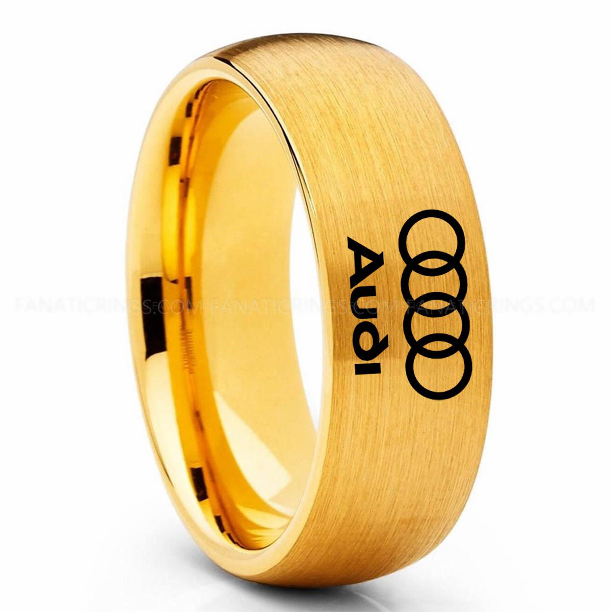 Gold AUDI Audi Ring, Gold Audi Ring, Gold Tungsten Ring, Gold Wedding Ring, Gold Tungsten Wedding Ring - Image 1