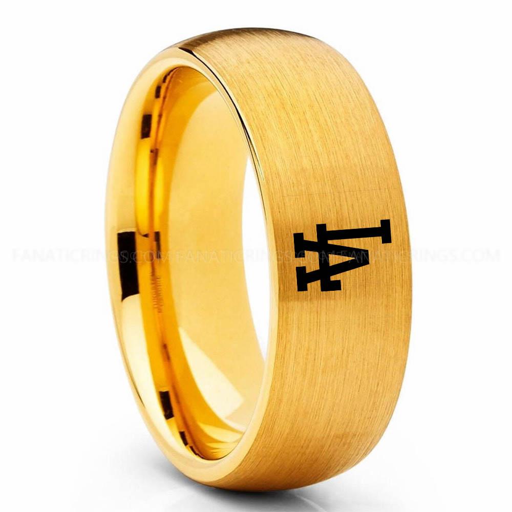 Gold LA Dodgers Ring, Dodgers Wedding Ring, Baseball Wedding Ring, Baseball Ring, Gold Wedding Ring, Baseball Wedding Band, Baseball Jewelry - Image 1