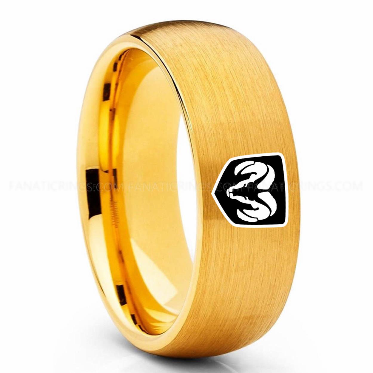 Gold RAM (1) Dodge Ram Ring, Gold Dodge Ram Ring, Gold Tungsten Ring, Truck Ring, Gold Wedding Ring, Tungsten Wedding Band, Gold Tungsten Wedding Ring - Image 1