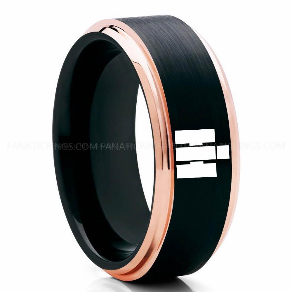 H Black Pink (2) International Harvester Ring, International Harvester Wedding Ring, International Harvester Ring Wedding Band, Farmer Jewelry - Image 1