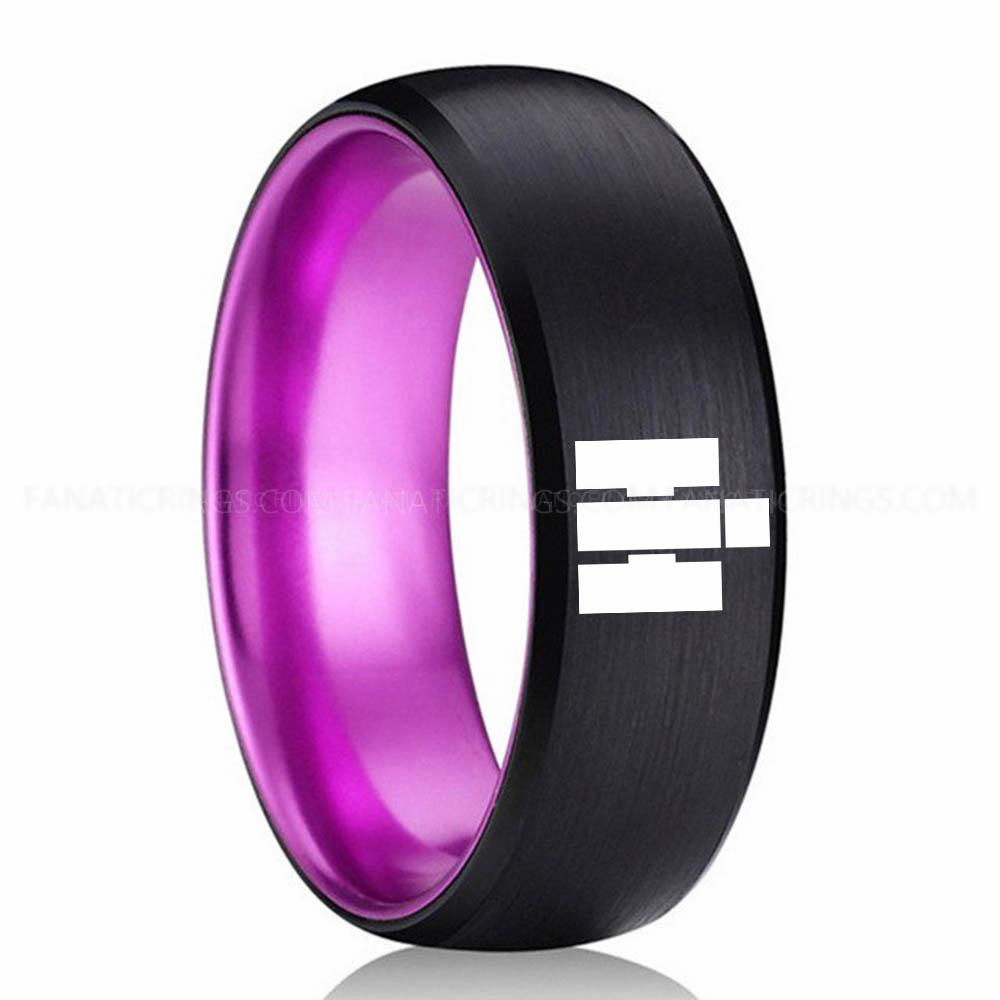 H Purple Black International Harvester Ring, International Harvester Wedding Ring, International Harvester Ring Wedding Band, Farmer Jewelry - Image 1