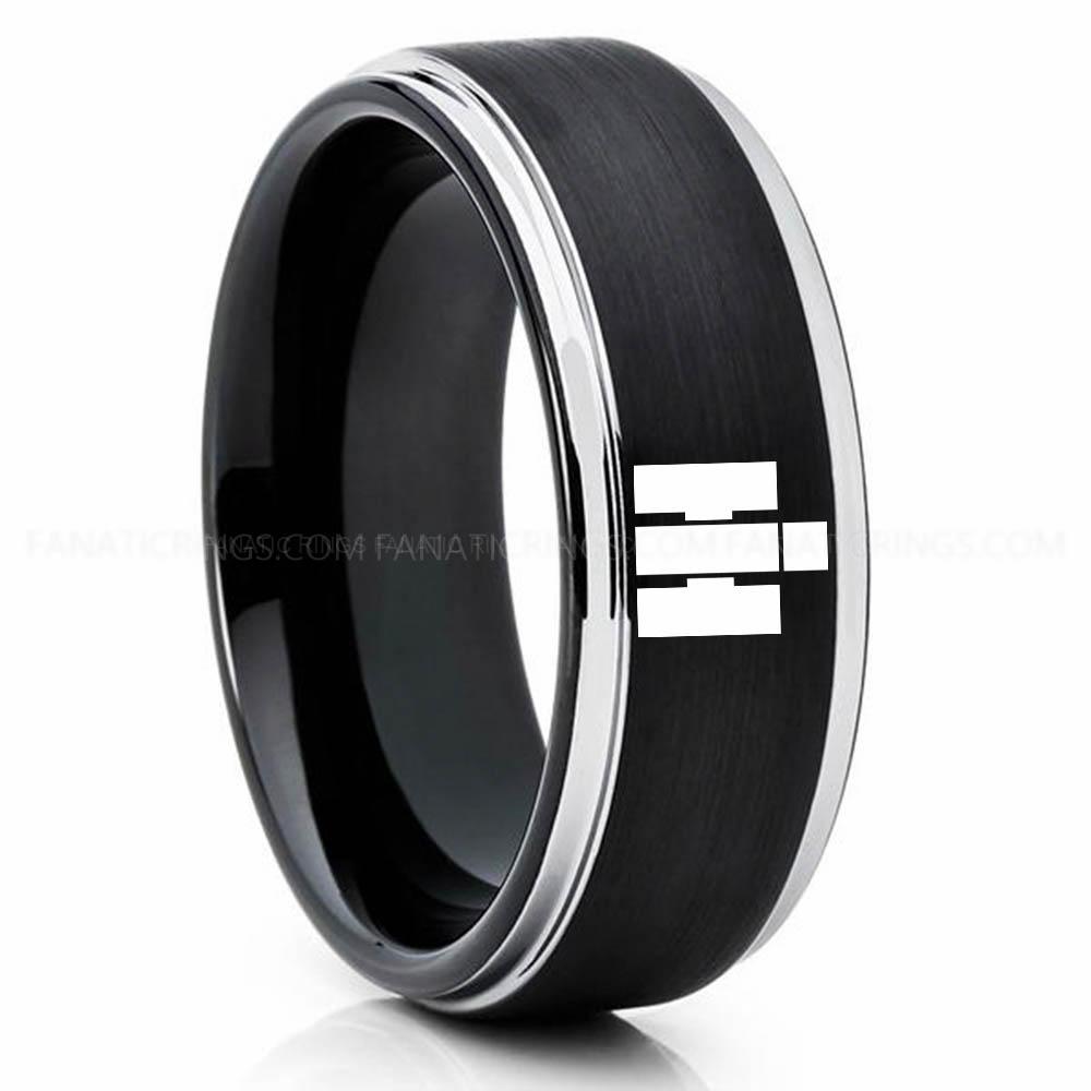 H Silver Black International Harvester Ring, International Harvester Wedding Ring, International Harvester Ring Wedding Band, Farmer Jewelry - Image 1
