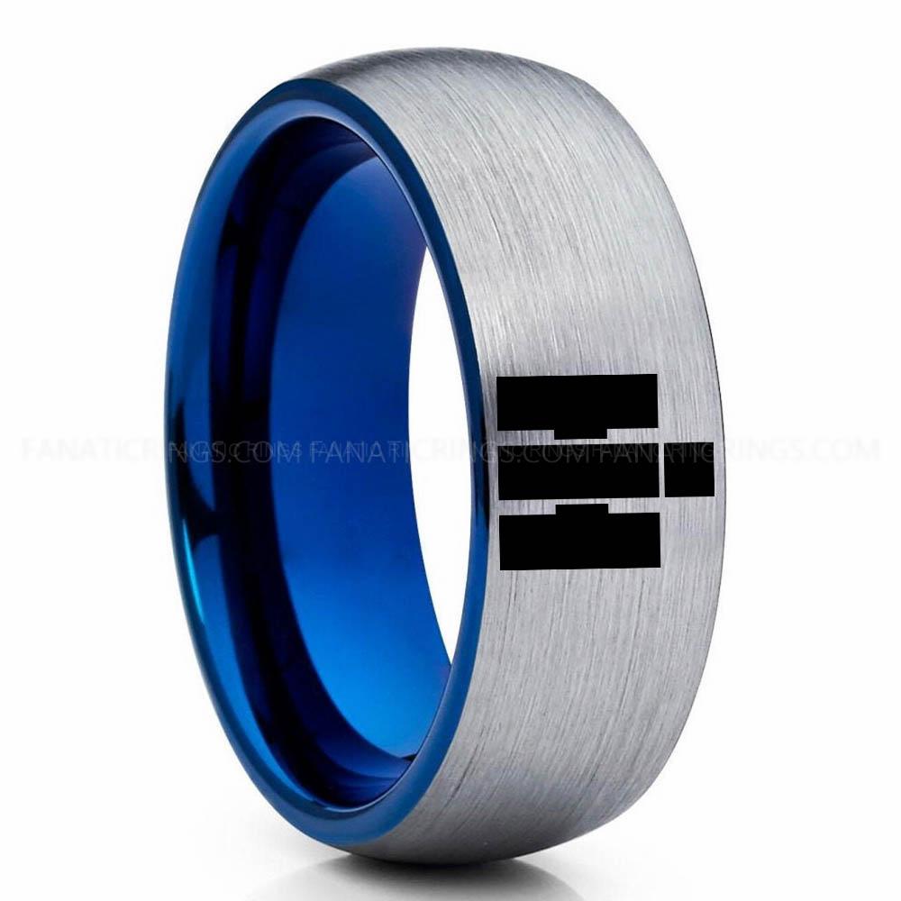H Silver blue International Harvester Ring, International Harvester Wedding Ring, International Harvester Ring Wedding Band, Farmer Jewelry - Image 1