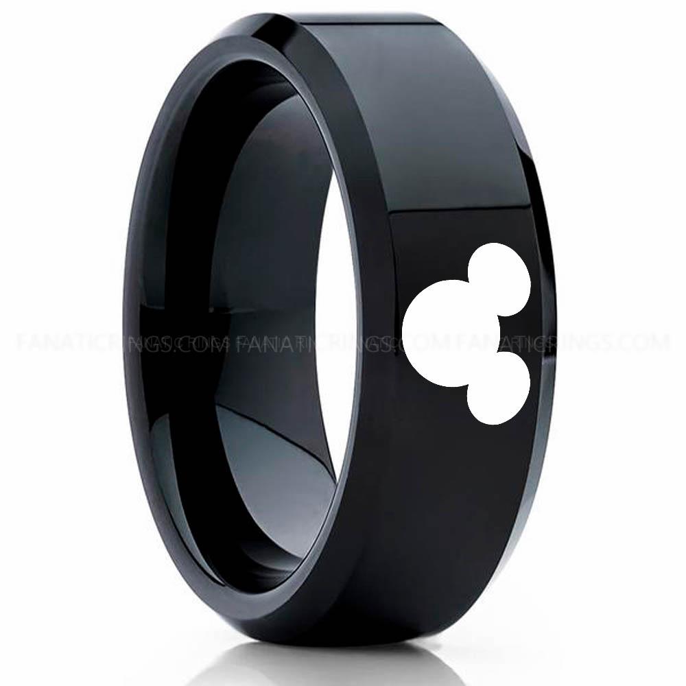 Head Black (2) Mickey Mouse Ring, Mickey Mouse Jewelry, Mickey Mouse Wedding Band, Mickey Mouse Wedding Ring - Image 1