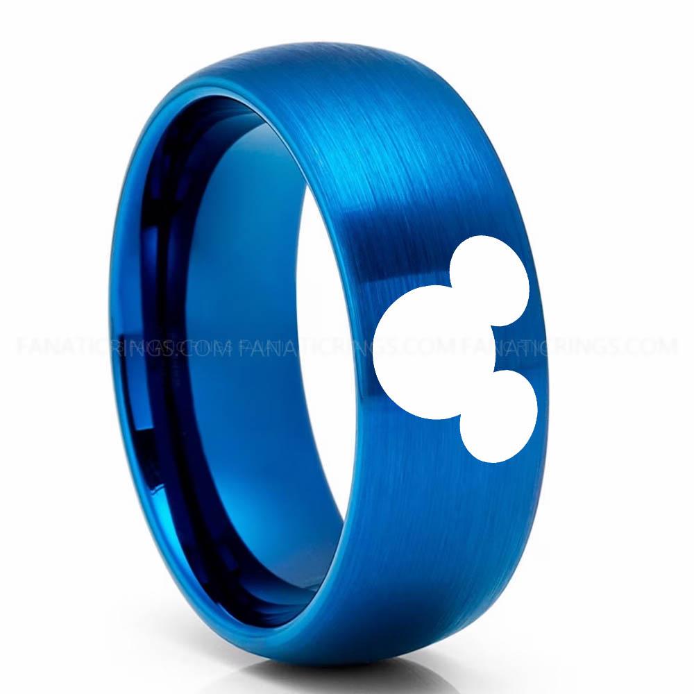 Head Blue Mickey Mouse Ring, Mickey Mouse Jewelry, Mickey Mouse Wedding Band, Mickey Mouse Wedding Ring - Image 1