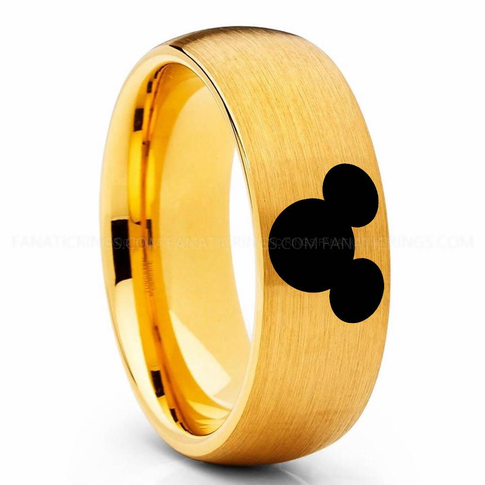 Head Minnie Gold Mickey Mouse Ring, Mickey Mouse Jewelry, Mickey Mouse Wedding Band, Mickey Mouse Wedding Ring - Image 1