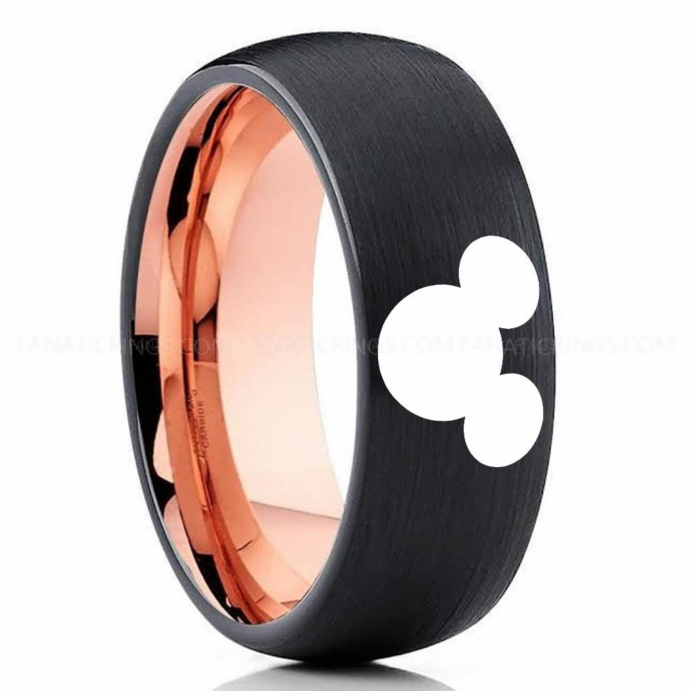 Head Pink Black Mickey Mouse Ring, Mickey Mouse Jewelry, Mickey Mouse Wedding Band, Mickey Mouse Wedding Ring - Image 1