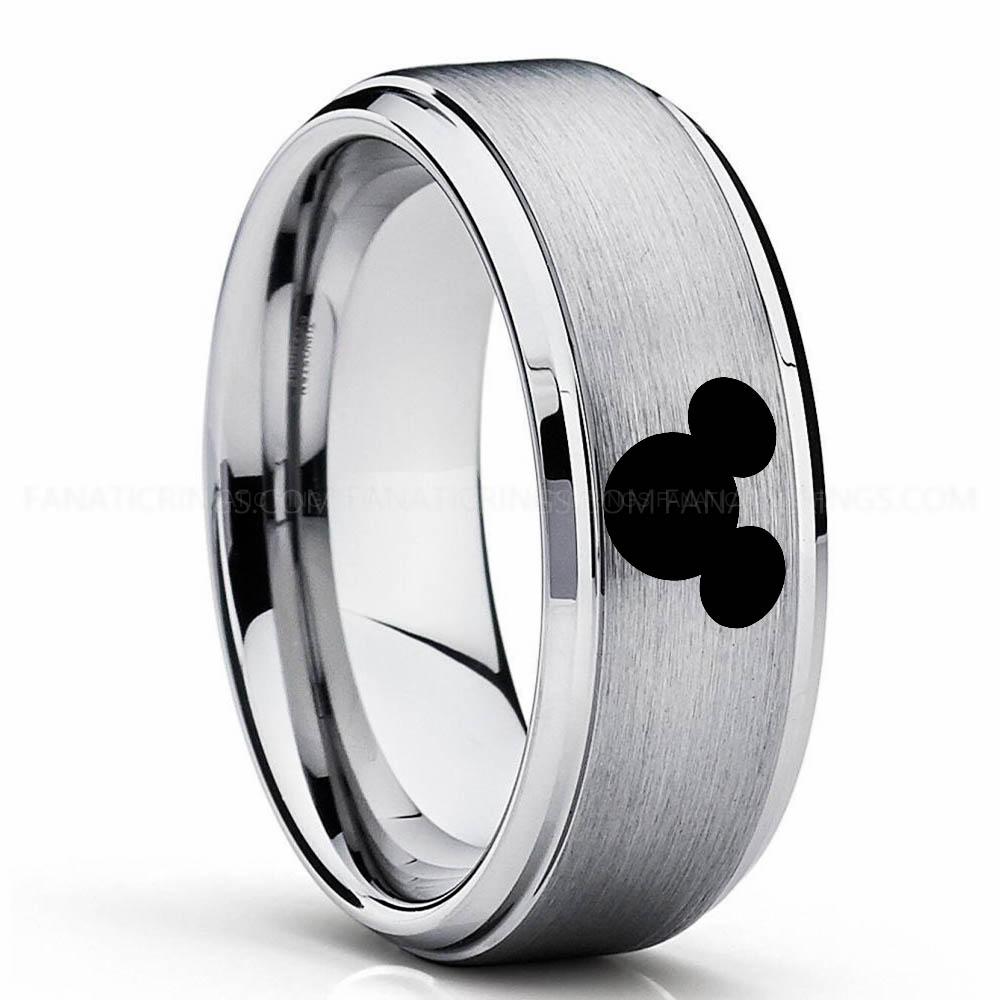 Head Silver (2) Mickey Mouse Ring, Mickey Mouse Jewelry, Mickey Mouse Wedding Band, Mickey Mouse Wedding Ring - Image 1