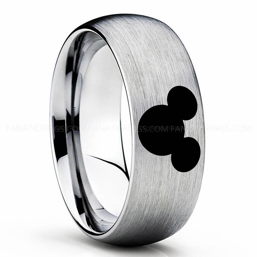 Head Silver (3) Mickey Mouse Ring, Mickey Mouse Jewelry, Mickey Mouse Wedding Band, Mickey Mouse Wedding Ring - Image 1