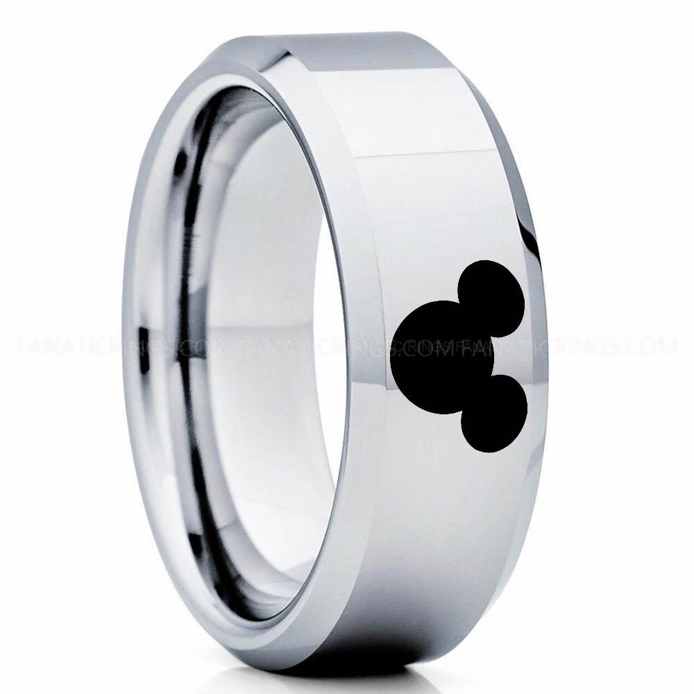 Head Silver Mickey Mouse Ring, Mickey Mouse Jewelry, Mickey Mouse Wedding Band, Mickey Mouse Wedding Ring - Image 1