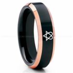 Heartagram Ring, HIM Ring, HIM Jewelry, Heartagram Wedding Ring, Black Wedding Ring, Heartagram Wedding Band, ECG Ring