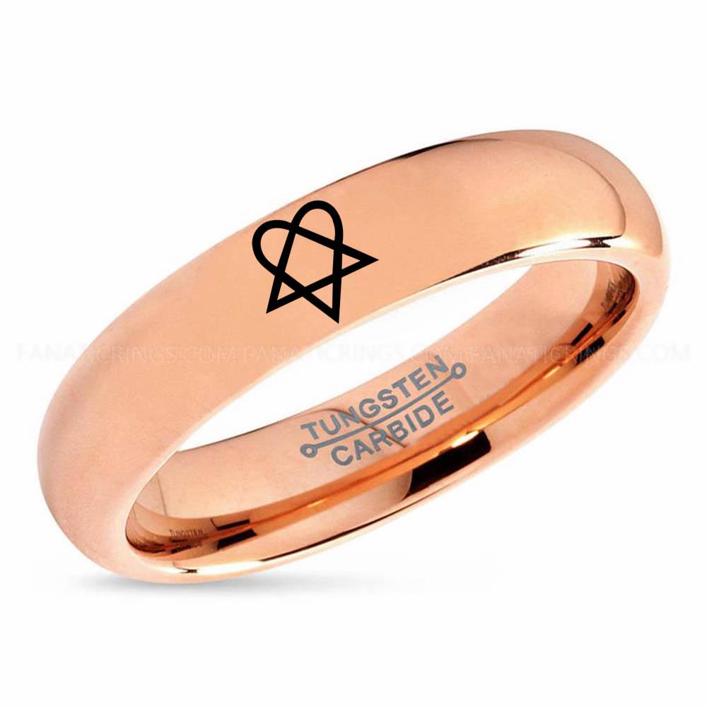 Heartagram Pink (4) Heartagram Ring, HIM Ring, HIM Jewelry, Heartagram Wedding Ring, Rose Gold Wedding Ring, Heartagram Wedding Band, ECG Ring - Image 1