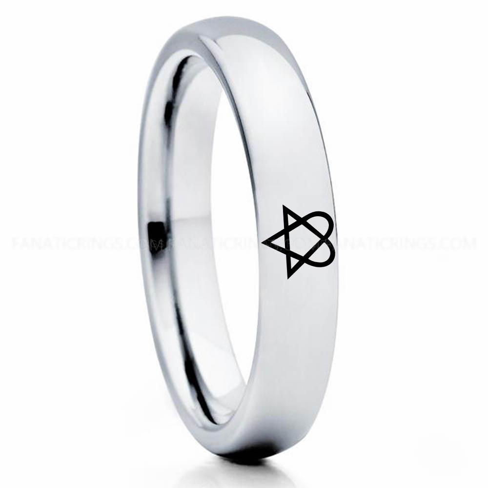 Heartagram Silver Heartagram Ring, HIM Ring, HIM Jewelry, Heartagram Wedding Ring, Silver Wedding Ring, Heartagram Wedding Band, ECG Ring - Image 1