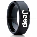 Jeep Ring, Black Jeep Ring, Black Tungsten Ring, Jeep Truck Ring, Black Wedding Ring