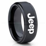 Jeep Ring, Black Jeep Ring, Black Tungsten Ring, Jeep Truck Ring, Black Wedding Ring