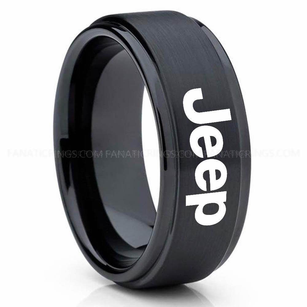 Jeep Black (3) Jeep Ring, Black Jeep Ring, Black Tungsten Ring, Jeep Truck Ring, Black Wedding Ring - Image 1