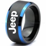 Jeep Ring, Black Jeep Ring, Black Tungsten Ring, Jeep Truck Ring, Black Wedding Ring
