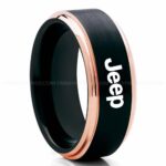Jeep Ring, Black Jeep Ring, Black Tungsten Ring, Jeep Truck Ring, Black Wedding Ring