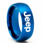 Jeep Ring, Blue Jeep Ring, Blue Tungsten Ring, Jeep Truck Ring, Blue Wedding Ring