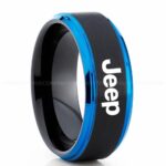 Jeep Ring, Black Jeep Ring, Black Tungsten Ring, Jeep Truck Ring, Black Wedding Ring