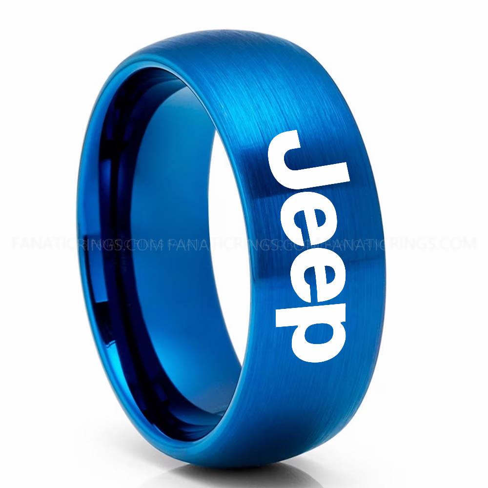 Jeep Blue Jeep Ring, Blue Jeep Ring, Blue Tungsten Ring, Jeep Truck Ring, Blue Wedding Ring - Image 1