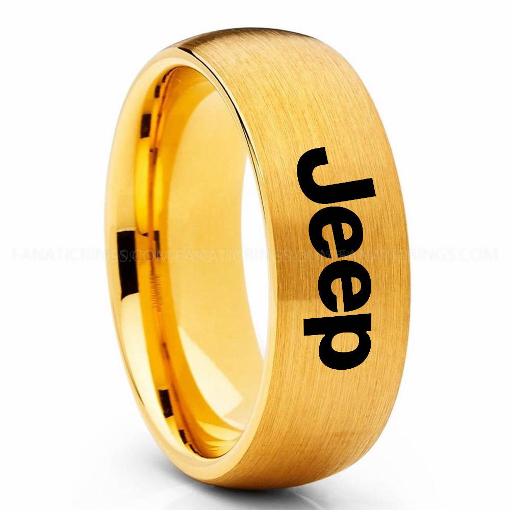 Jeep Gold Jeep Ring, Gold Jeep Ring, Gold Tungsten Ring, Jeep Truck Ring, Yellow Gold Wedding Ring - Image 1