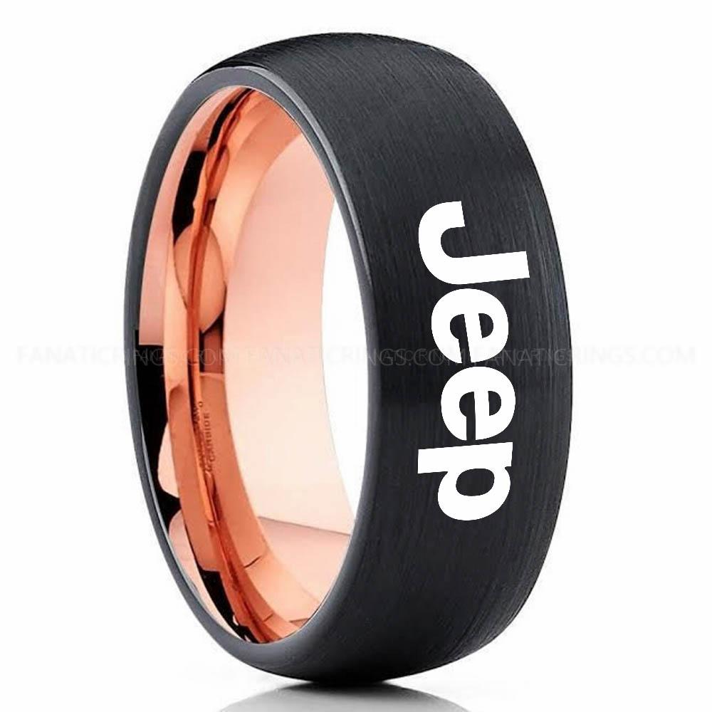 Jeep Pink Black Jeep Ring, Black Jeep Ring, Black Tungsten Ring, Jeep Truck Ring, Black Wedding Ring - Image 1