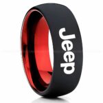 Jeep Ring, Black Jeep Ring, Black Tungsten Ring, Jeep Truck Ring, Black Wedding Ring