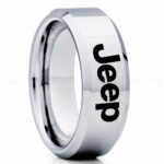 Jeep Ring, Silver Jeep Ring, Silver Tungsten Ring, Jeep Truck Ring, Silver Wedding Ring