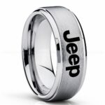 Jeep Ring, Silver Jeep Ring, Silver Tungsten Ring, Jeep Truck Ring, Silver Wedding Ring