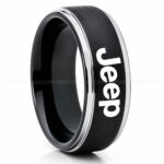 Jeep Ring, Black Jeep Ring, Black Tungsten Ring, Jeep Truck Ring, Black Wedding Ring
