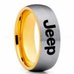 Jeep Ring, Silver Jeep Ring, Silver Tungsten Ring, Jeep Truck Ring, Silver Wedding Ring