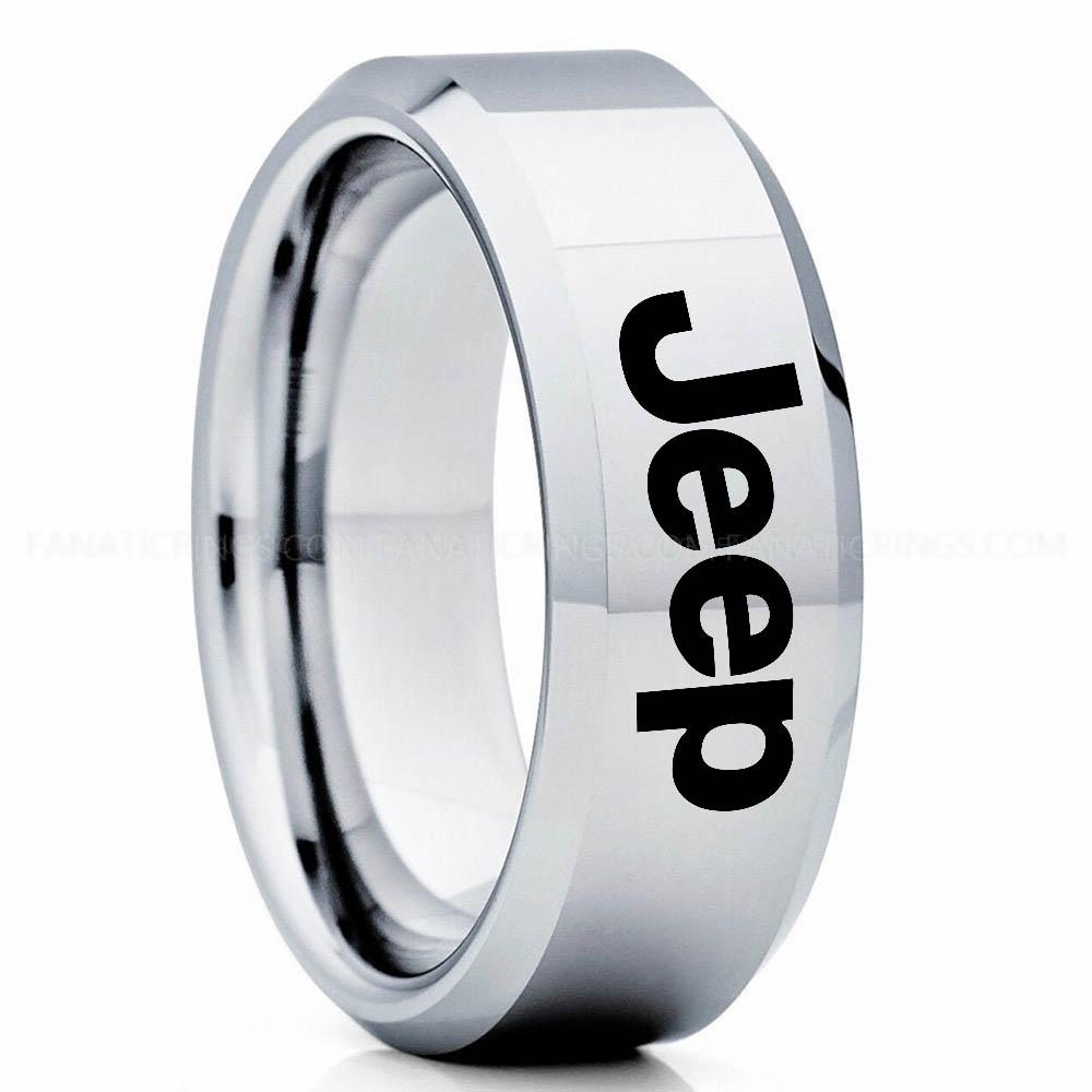 Jeep Silver Jeep Ring, Silver Jeep Ring, Silver Tungsten Ring, Jeep Truck Ring, Silver Wedding Ring - Image 1