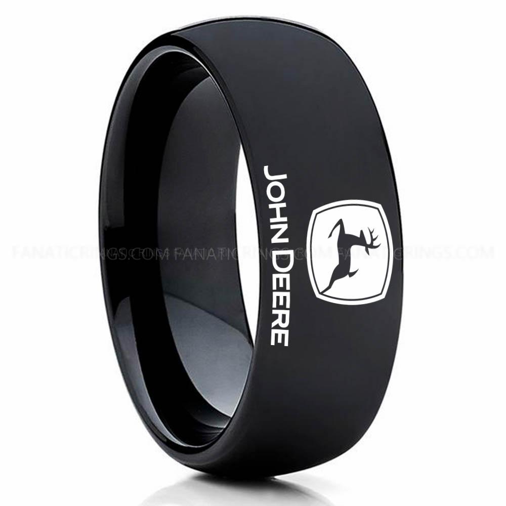 John Deer Black (1) John Deere Ring, John Deere Wedding Ring, Deere Wedding Band, Farmer Jewelry - Image 1