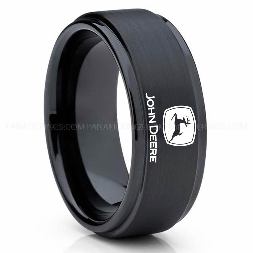 John Deer Black (3) John Deere Ring, John Deere Wedding Ring, Deere Wedding Band, Farmer Jewelry - Image 1