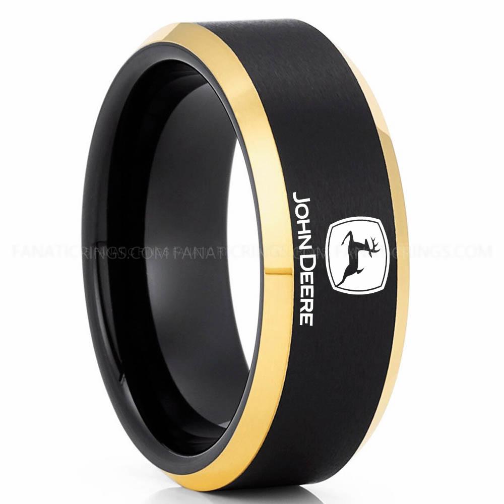 John Deer Black Gold John Deere Ring, John Deere Wedding Ring, Deere Wedding Band, Farmer Jewelry - Image 1
