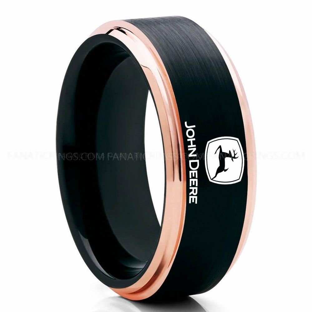John Deer Black Pink (2) John Deere Ring, John Deere Wedding Ring, Deere Wedding Band, Farmer Jewelry - Image 1