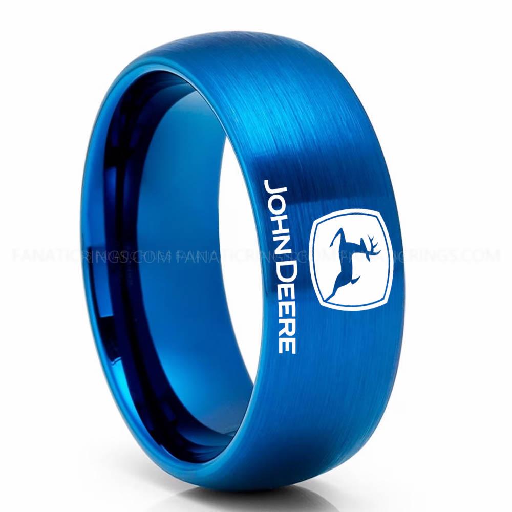 John Deer Blue John Deere Ring, John Deere Wedding Ring, Deere Wedding Band, Farmer Jewelry - Image 1