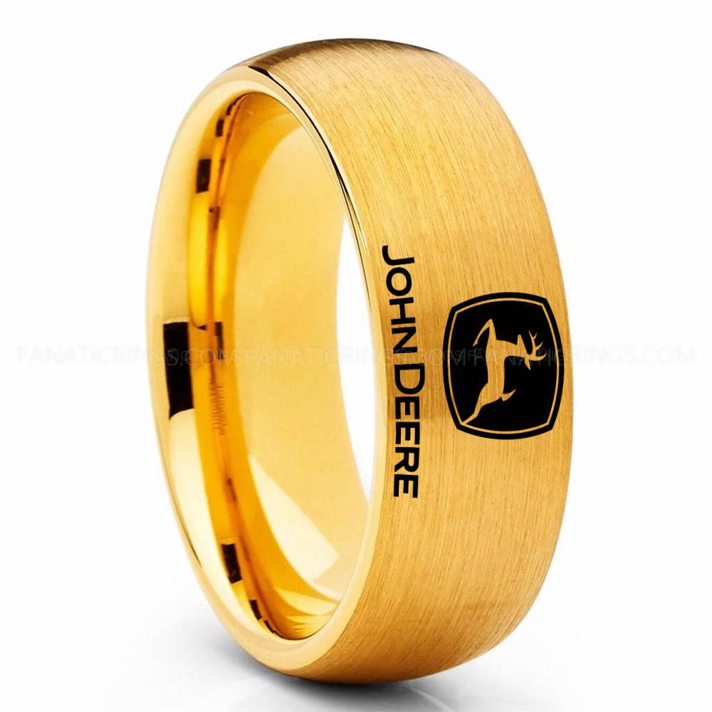 John Deer Gold John Deere Ring, John Deere Wedding Ring, Deere Wedding Band, Farmer Jewelry - Image 1