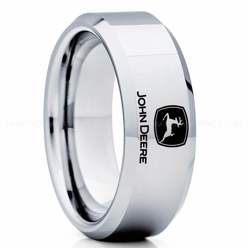 John Deer Silver (1) John Deere Ring, John Deere Wedding Ring, Deere Wedding Band, Farmer Jewelry - Image 1