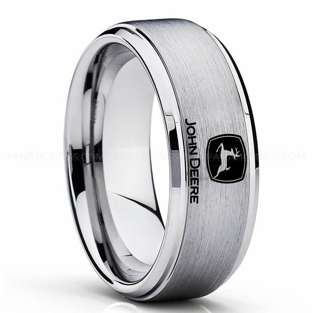 John Deer Silver (2) John Deere Ring, John Deere Wedding Ring, Deere Wedding Band, Farmer Jewelry - Image 1