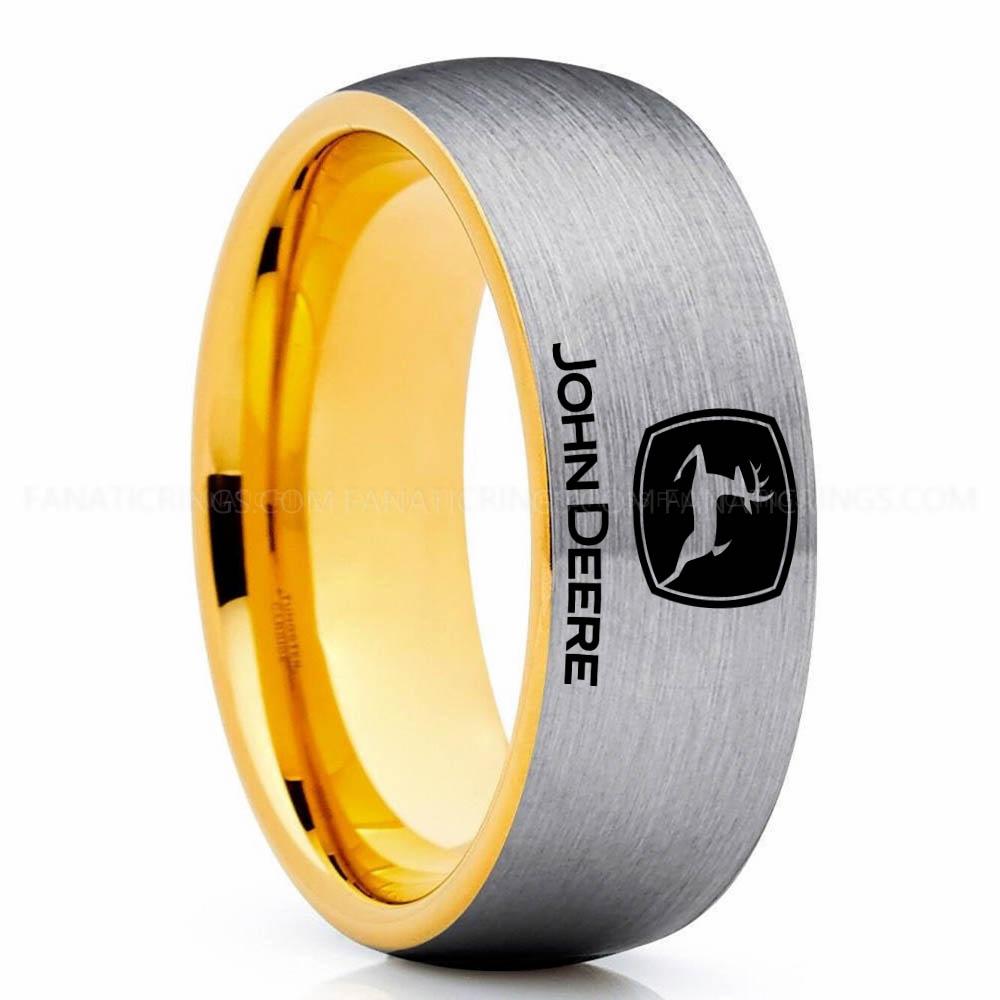 John Deer Silver Gold John Deere Ring, John Deere Wedding Ring, Deere Wedding Band, Farmer Jewelry - Image 1