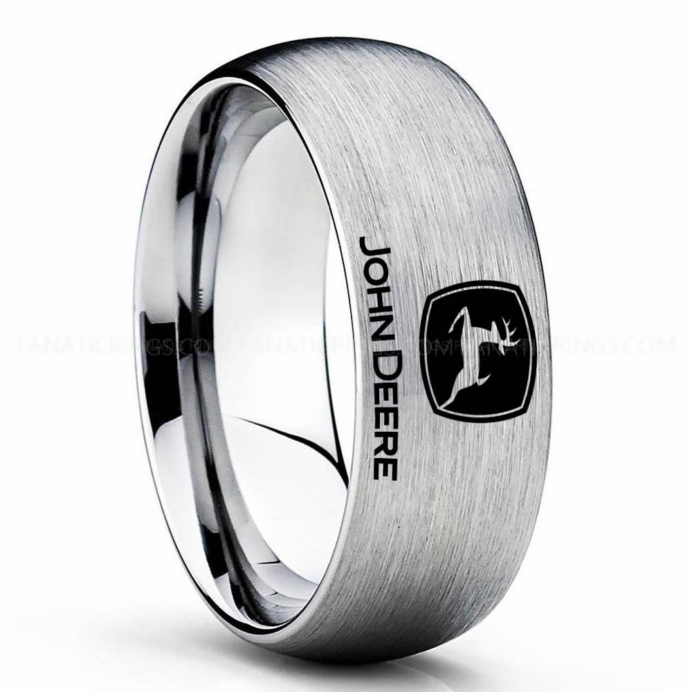 John Deer Silver John Deere Ring, John Deere Wedding Ring, Deere Wedding Band, Farmer Jewelry - Image 1