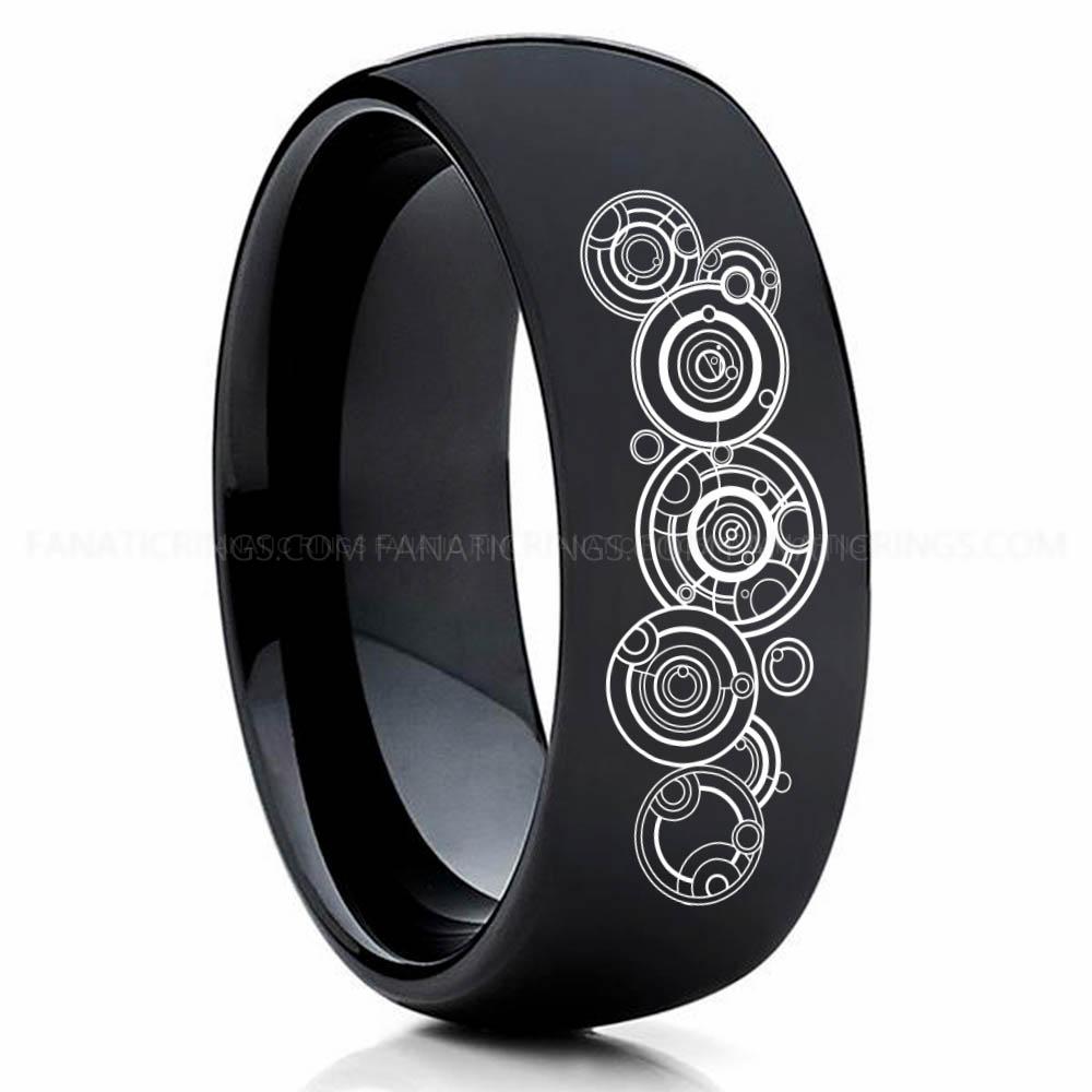 MNKBG Black (1) Doctor Who Ring, Doctor Who Jewelry, Doctor Who Wedding Band, Doctor Who Wedding Ring, Gallifreyan Ring - Image 1