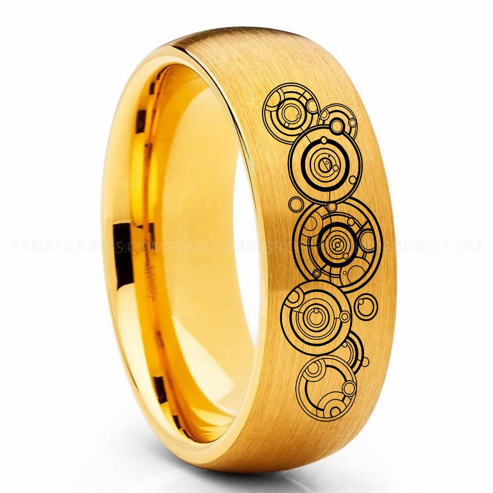 MNKBG Gold Doctor Who Ring, Doctor Who Jewelry, Doctor Who Wedding Band, Doctor Who Wedding Ring, Gallifreyan Ring - Image 1